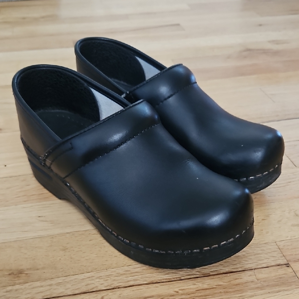 Dansko Black Leather Clogs